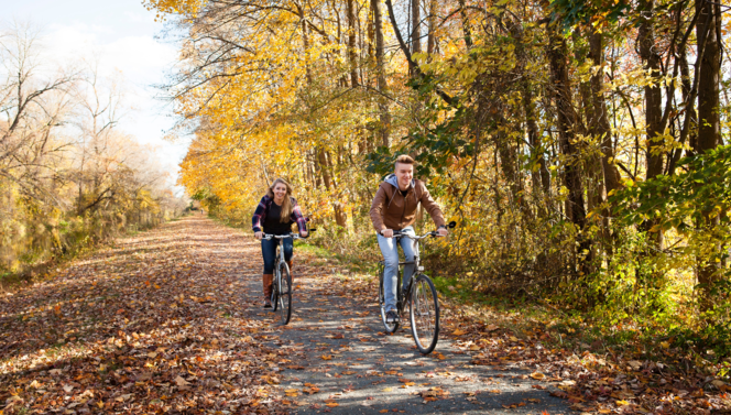 Fietsen tijdens de herfst